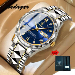 Poedagar นาฬิกาข้อมือผู้ชาย 615G กล่องนาฬิกา สำหรับผู้ชาย นาฬิกา 615G ควอตซ์สายเหล็กสแตนเลส กล่องนาฬิกา มากขึ้น สุดหรูกันน้ำได้ วันที่ส่องสว่างสัปดาห์ นาฬิกา สำหรับผู้ชาย