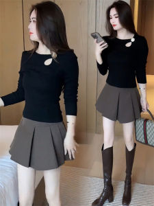 Fashionable Long Sleeve Short T-Shirt Womens Slim Fit Base Shirt Autumn New Style Versatile Personality Bottoming Shirt