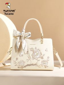 TUCANO | Leather Handbag Commuting Maternity Bag Chinese Style Embroidered