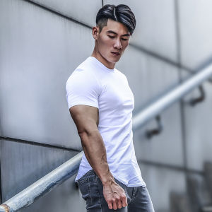 Bvsn Sports Training Quick-Drying Short-Sleeved Fitness Running T-shirt Slim Bottoming Shirt Casual Breathable Tops Mens Summer