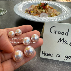 Chai Fu Studio/E275 French Style Fairy Temperamental Light Pink Pearl Stud Earrings Ear-Caring All-Match Commute Earrings