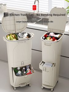 ZHIFAN | Space-saving High-capacity Covered Movable Trash Bin