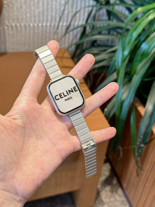 Adjustable Bamboo Block Metal Watchband in Starlight Color for applewatchSE/7/6/5 Compatible Durable Stainless Steel Straps