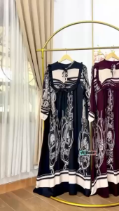 (BISA COD) GAMIS RAYON MOTIF FULL RAYON REMPEL DADA gamis rayon busui kekinian