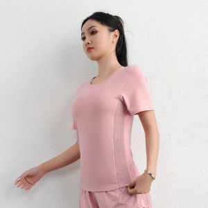 Jiumai Yipin Summer Ice Silk Fitness Clothes Yoga Net Red T-Shirt Womens Sports Suit Moisture Absorption Short Sleeve Tops Thin