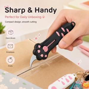 Cat Paw Retractable Box Cutter / Creative Unboxing Tool / Mini Portable Craft Knife / for Cardboard Package Opener
