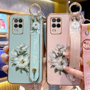 เคสโทรศัพท์ซิลิโคนกันกระแทกสำหรับ Oppo K9x พร้อมสายสะพายข้อมือ ป้องกันการตกหล่น ป้องกันรอยขีดข่วน ดีไซน์เก๋ไก๋สำหรับผู้หญิง