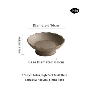 YOGEHOME | Gilt Ceramic Pedestal Dining Plate
