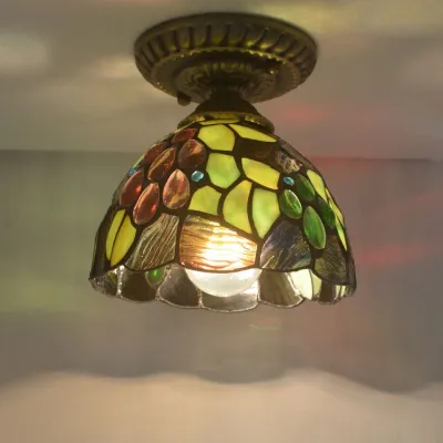Art Deco Vintage Tiffany Style Glass Pendant Light