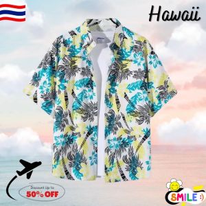 Smile😊 พร้อมส่ง💯 เสื้อเชิ้ตผู้ชาย เสื้อวินเทจ เสื้อฮาวาย แขนสั้น สไตล์เกาหลี เสื้อผู้ชาย เสื้อเชิ้ต เสื้อสงกรานต์