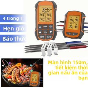 Nhiệt Kế Thực Phẩm 4 Trong 1 Màn Hình 150m Dùng Để Đo Nhiệt Độ Thịt Khi Nấu Ăn Có Chức Năng Hẹn Giờ Và Báo Thức Phụ Kiện Nhà Bếp Lò Nướng Nướng BBQ