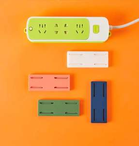 Removable Non-Marking Wall-Mounted Row Plug Holder Fixed Socket Storage Rack Plug-in Row Plug Holder