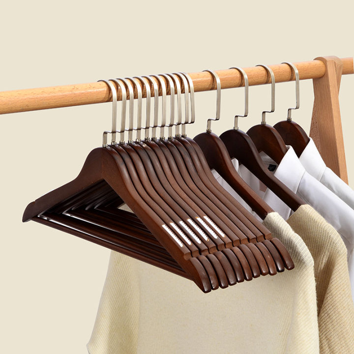 Solid Wood Clothes Hanger Home Hotel Wardrobe Clothes Drying Rack No Trace Anti-Slip Trouser Hanger for Clothing Store