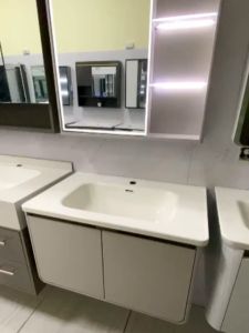 LIÊN HỆ FREESHIP Tủ chậu gương lavabo phòng tắm CT-310 Gương Led cửa mở nhựa PVC đặc lõi cao cấp siêu bền đẹp kích thước mặt lavabo 50x80 cm