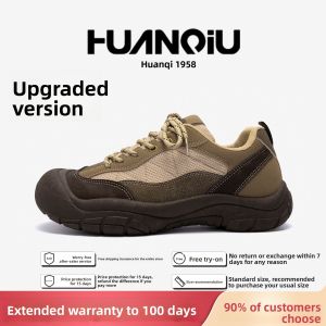 Outdoor Climbing Shoes Mens Trendy All-Match Thick Bottom Casual Sports Fashionable round Toe mid Heel Synthetic Leather