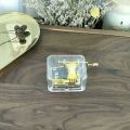 Exquisite Clear Acrylic Square Gold Hand Cranked Note Music Play Box. 