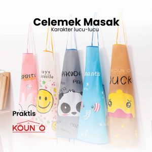 Celemek Masak Dapur Anti Air Dan Minyak Waterproof Bahan Apron Pelindung Memasak Karakter Kartun