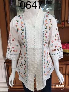 Kebaya modern encim terbaru sulam warna