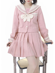 Bộ Đồng Phục Học Sinh Phong Cách Nhật Bản Đầu Xuân Bộ Đồ Thủy Thủ Sinh Viên Ngắn Xếp Ly Nguyên Bản Chất Liệu Polyester Dài Tay