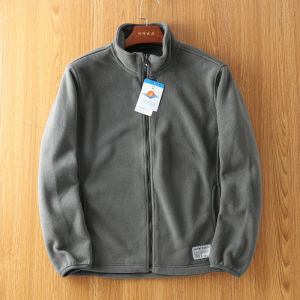 Ultra-Fine Fleece Mens Outdoor Casual Hooded Jacket Windproof Warm Stand Collar Autumn Winter New Style Solid Color Padded Coat