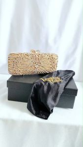 Waiwai Clutch Tas Pesta Wanita Dompet Kondangan Party Bag Full Crystal Diamond Mewah Unik Kode 1028