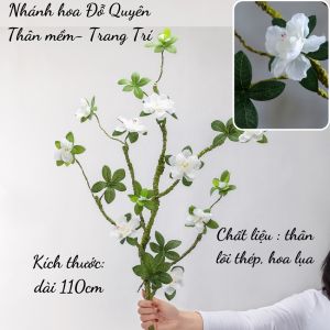 Nhánh Hoa Đỗ Quyên[ Thân Mềm ~ Dễ Uốn]Cành Hoa Lụa Giả  dùng để trang trí nhà cửa đèn tượng lũa