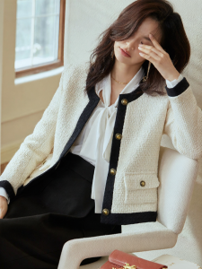 Roey s house | Elegant Career Tweed Blazer Jacket for Important Occasions