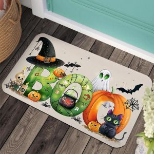 VIKAMA Pumpkin Halloween Doormat Gothic-Style Non-Slip Entryway Mat Atmospheric Fall Indoor Entryway Rug Home Decor
