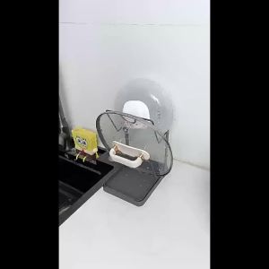 Countertop Heavy Duty Carbon Steel Pot Lid Holder Multi-Slot Kitchen Rack for Cutting Board Spatula Pan Cover with Drain Tray