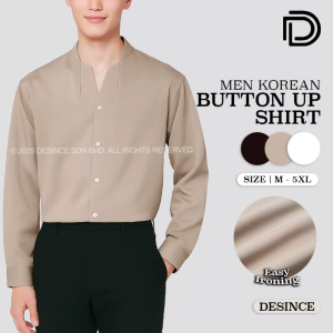 DESINCE Men Long Sleeve Shirt Man Formal Top Smart Casual Office Wear Button Up Loose Style Baju Lengan Panjang Lelaki MT 011