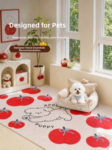 YUNHAOBUYI | Cartoon Red Apple Dopamine Pet Mat Feeding Pad Dog Cat