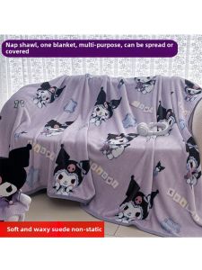 Sanrio Kuromi Plush Blanket Milk Velvet Shoulder Wrap Dormitory Kindergarten Childrens Four Seasons Nap Cover Blanket Single