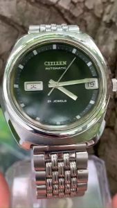 Đồng hồ nam Citizen automatic 21 jewels 2 lịch dây kim loại của Nhật