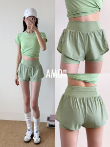 AMO Recommended High-Waist Casual Fitness Shorts for Women Breathable Yoga Pants with Side Pockets Slimming Effect