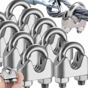 10Pcs 3/5mm Stainless Steel Clamp Bolt U-Bolt Type Wire Rope Clip Waterproof U-Shaped Cable Clamp Saddle Sling Fixing Clips Fastener