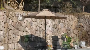 2.7M Outdoor Patio Garden Umbrella With Base Stand Heavy Duty with Solar Big Umbrella Solar Umbrella Beach Courtyard Awnings Cafe Parasol Canopy Sunshade Waterproof Table Umbrella Camping Tent