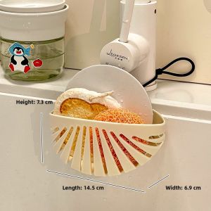 Kitchen Sink Drain Basket Home Use Dishwashing Sponge Brush Cloth Peeler Utensils Storage Rack Wall Mounted Adhesive Pad