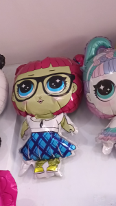 Balon Foil Ulang Tahun Ultah Anak Perempuan Karakter Gambar Suprise Satuan Bulat Mini Murah