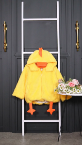Jaket Bulu Anak Laki-Laki dan Perempuan Model Ayam Lucu dengan Hoodie – Bahan Lembut Hangat untuk Usia 6 Bulan - 5 Tahun
