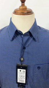 SAN SCIARO - Áo Sơ Mi Tay Dài Màu Xanh Navy Caro Form Regular Lai Bầu Quà Tặng Nam Việt Tiến