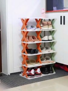 【In stock】5/7 Layer Stackable Easy Shoe Rack Home Plastic Storage DIY Combination Shoe Shelves Doorway Space Savers