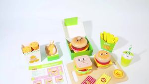 Kids Kitchen Playset Sim Burger Fries Restaurant Order Food Games Hamburger Sandwich Stacking Cooking Parent Child Games