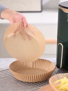 NHOME 50pcs Air Fryer Disposable Paper Liner Non-Stick Parchment Paper Liners Baking Paper Filters for Micro-wave