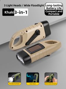 MINXOSU | Hand Crank Solar Rechargeable Bright Portable Mini LED Flashlight