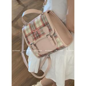 Young Adult Gingham Backpack Bags Womens Summer 2024 New Arrival Tide South Korea Sweet Backpack Casual Student Schoolbag