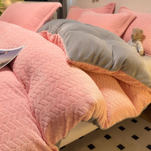 Thickened Milk Velvet Four-Piece Set Coral Fleece Cover New 2025 Bedding Autumn Winter Warmth Enhanced Flannel Sheet Set