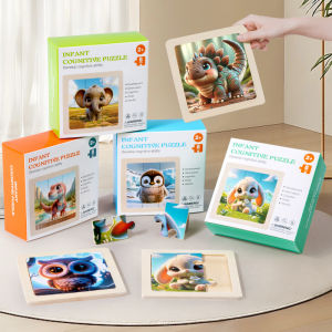 Educational Wooden Puzzle Animals Carton Colorful Learning Education Toys Tangram Jigzaw Cognitive Wood For Kids Gift