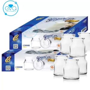 Hộp 12 Hũ Thuỷ Tinh Dùng Làm Yaourt  100ml In Hoạ Tiết Dễ Thương / Hũ Sữa Chua Thuỷ Tinh In Hình Hàng Việt Nam