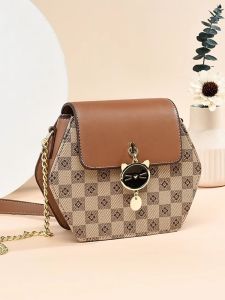 Summer New Womens Crossbody Bag Fashionable Mini Mobile Phone Chain Bag Soft PU Material Lock Buckle Closure Casual Style