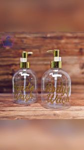 Botol Kemasan Sabun Cair 500ml Oval Bening Dengan Tutup Luxury Gold Mewah